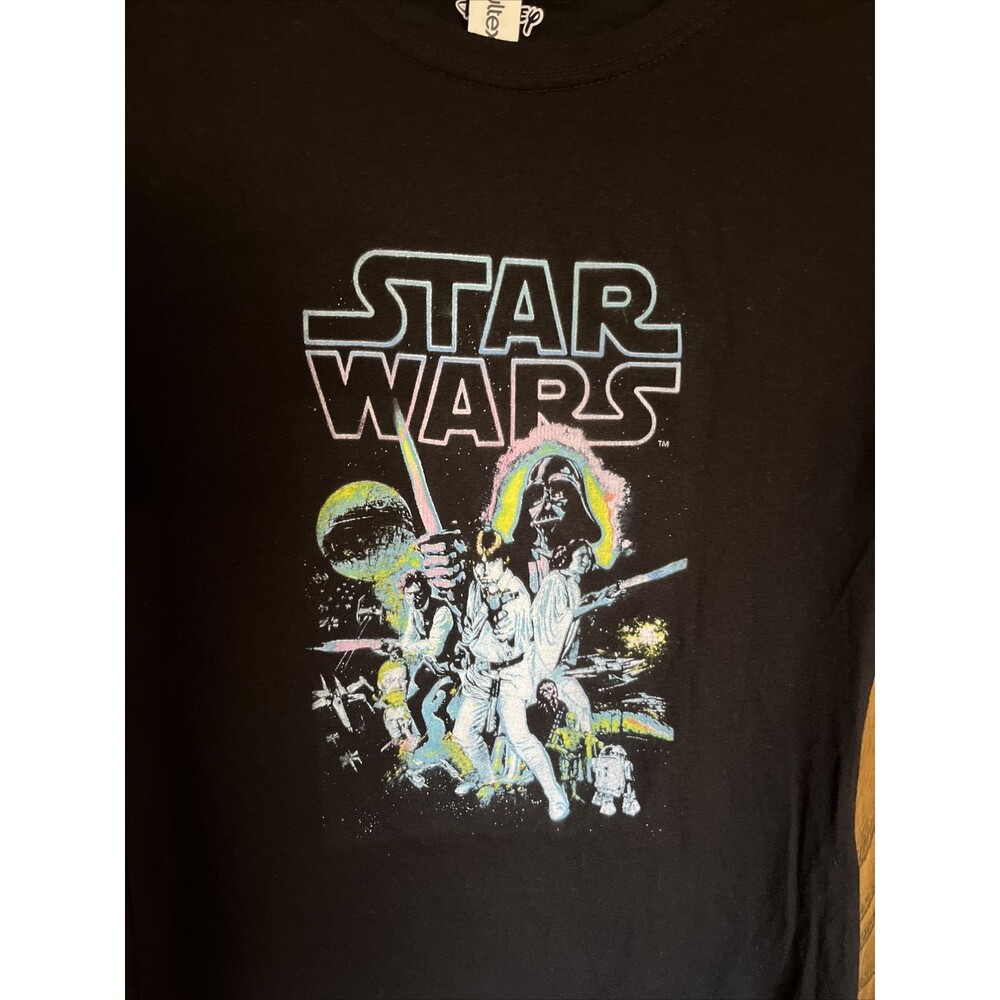 Disney Tultex Star Wars Black T-shirt Size M Neon Graphic Hope Poster Pop Design